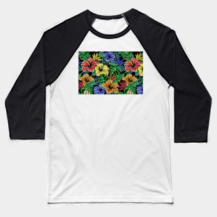 Beach Tropical Bouquet of Hibiscus Colorful Flowers Baseball T-Shirt